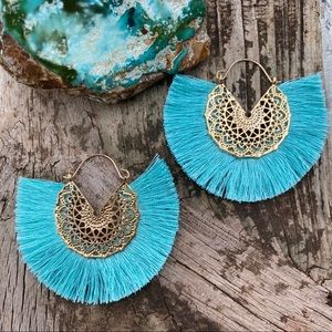 Anthro Amelia Mint Filigree Earrings